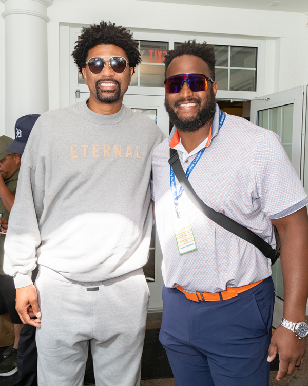 Jalen Rose and Rob Sims at Feldman Automotive Children’s Miracle Celebrity Invitational 2023